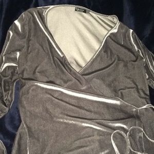 Grey Velvet Wrap Around Top
